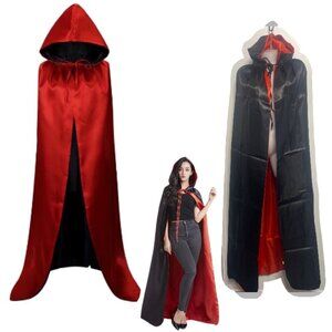 Crizcape Red Hooded Cape Reversible Halloween Cloak Adult Vampire Hooded Cape